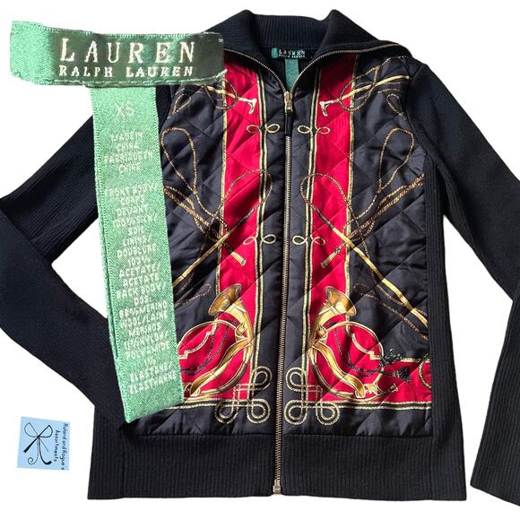 Lauren Ralph Lauren Silk/Wool Blend Bit Zip-up Sweater Jacket Sz XS - Picture 1 of 4